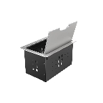 Прямоугольный металлический корпус Wize Pro WRTS-12BOX-S для модульной системы врезного лючка в стол с откидывающейся крышкой, до12 модулей-вставок, беспроводная зарядка 10Вт для моб.устройств на крышке, преустановленная рамка,серебр., фото3