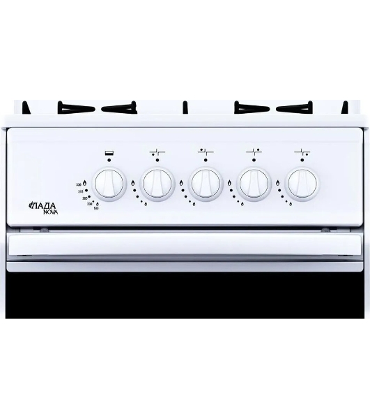Плита газовая Лада Nova RG 24042 W белый, конфорок 4 газовых, духовка 50 л, 50 см x 85 см x 60 см