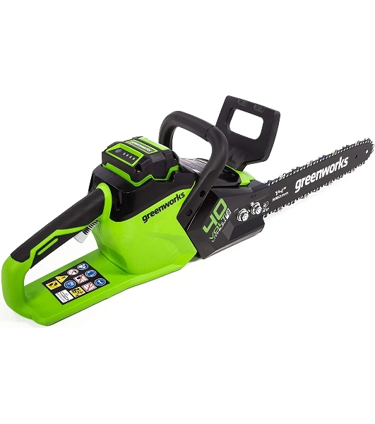 Цепная пила аккумуляторная (2005707UA) GreenWorks GD40CS15, 40V, 35 см, бесщеточная, 1,5 КВТ, с АКБ 2АЧ и ЗУ