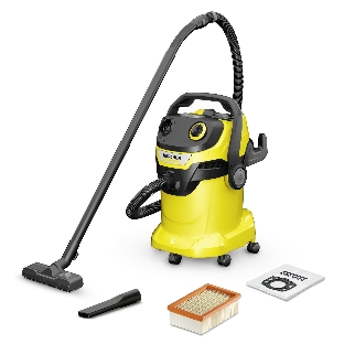 Строительный пылесос Karcher WD 5 V-25/5/22 желтый, 1100 Вт, уборка сухая/сбор воды, пылесборник мешок/контейнер, 25 л