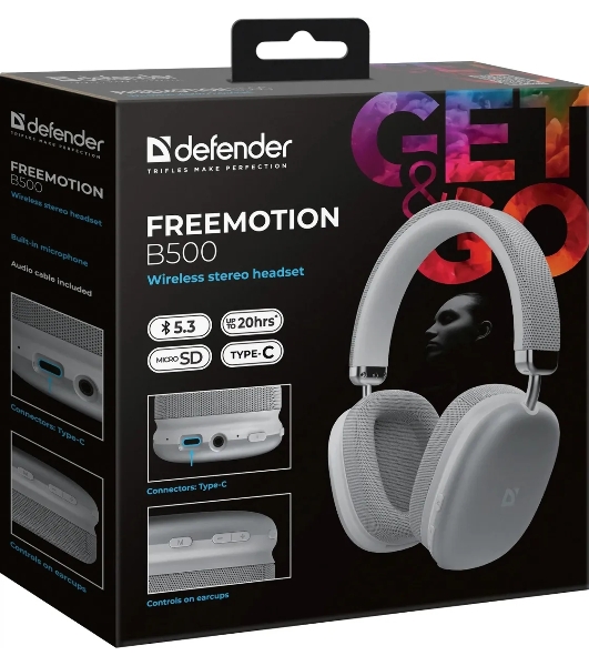 Беспроводная гарнитура Defender FreeMotion B500 серебряный