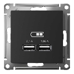 Карбон Розетка USB, 5В, 1 порт x 2,1 А, 2 порта х 1,05 А, механизм ATN001033 Schneider Electric, фото 1