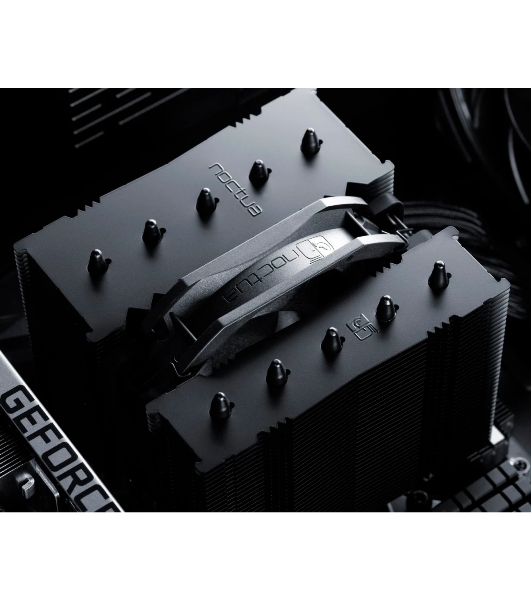 Кулер для процессора Noctua NH-D12L chromax черный, 120 мм, медь, 0-2000 об/мин, 22.6 дБ, 4 pin PWM, 148 Вт, высота 145 мм