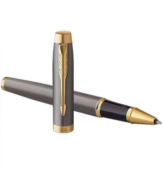 Ручка роллер Parker IM Premium Grey Core GT (2213778), F, черные чернила, подарочная коробка