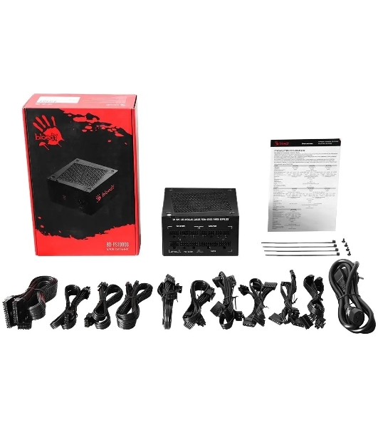 Блок питания Bloody BD-PS1250P, 1250 Вт, 80 PLUS Platinum, 140мм, модульный, черный