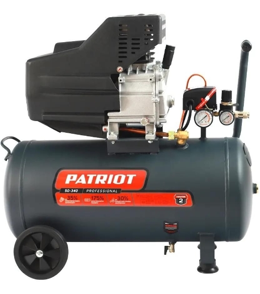 Компрессор поршневой безмасляный Patriot Professional 50-340, 340 л/мин, 8 бар, 2000 Вт, 50 л, быстросъемный 1/4' + 'елочка'