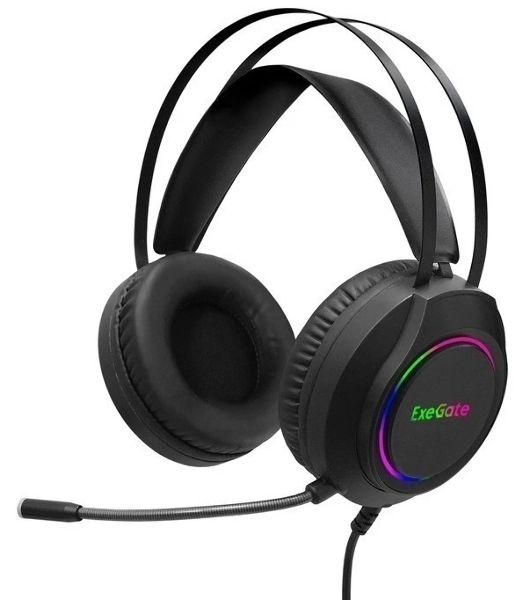 Гарнитура Exegate Cosmos HS-702GL чёрный, проводная, USB, виртуальный звук 7.1, подсветка