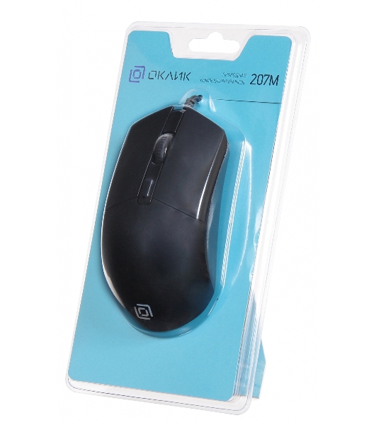 Мышь проводная Oklick 207M черный, 2400 dpi, USB, кнопки - 4