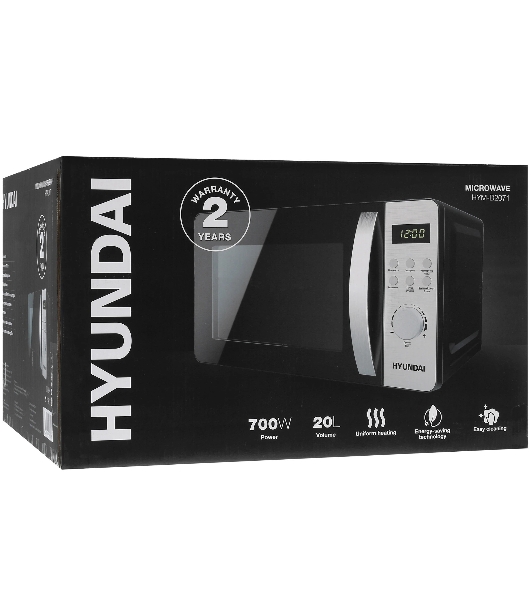 Микроволновая печь Hyundai HYM-D2071 черный, 20 л, 700 Вт, переключатели — кнопки, поворотный механизм
