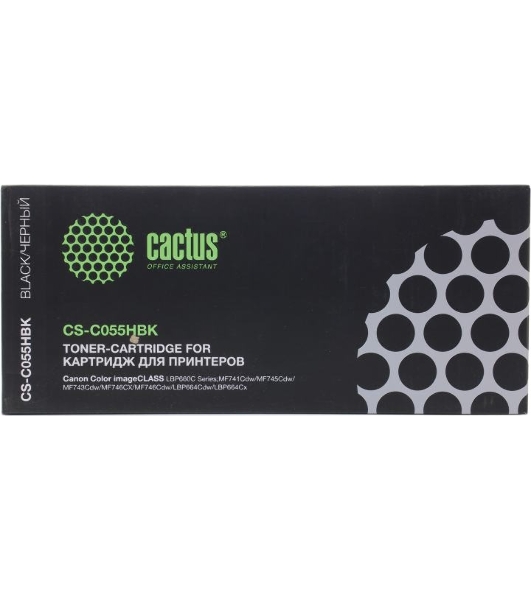 Картридж лазерный Cactus CS-C055HBK черный (7600 стр.) для Canon LBP663Cdw/LBP664Cx/MF746Cx/MF742Cdw/MF744Cdw