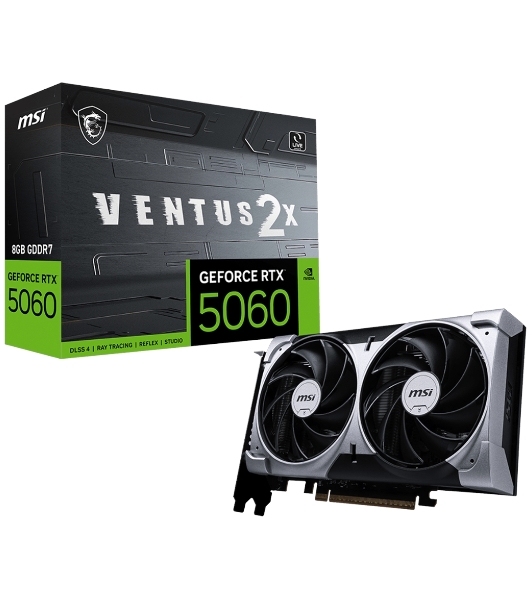 Видеокарта MSI RTX5060 8G VENTUS 2X RTX 5060 8Gb 128bit GDDR7 PCI-E 5.0 2497/28000 HDMIx1 DPx3 HDCP Ret