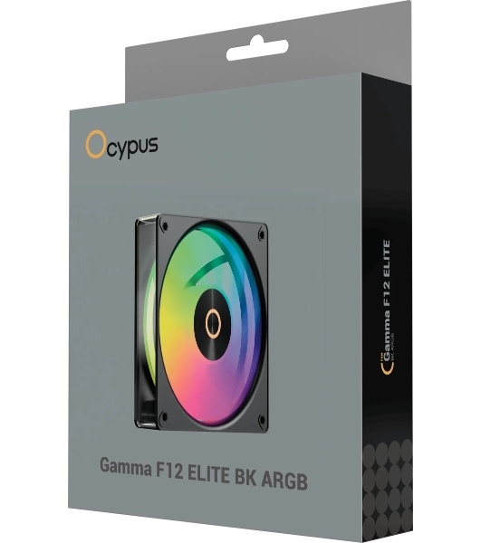 Вентилятор для корпуса Ocypus Gaммa F12 Elite BK ARGB 3 IN 1, 120x120x25мм, 4-PIN PWM, 600-1800 RPM, 26 DBA MAX, HYDRO BEARING