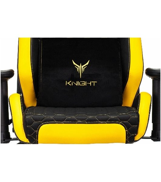 Кресло Knight Neon черный/желтый, экокожа, 120 кг, механизм качания