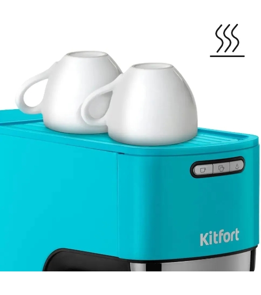 Кофеварка рожковая Kitfort КТ-7461 бирюзовый/черный, исп. кофе - молотый, 1.2 л, 1350 Вт, 20 бар