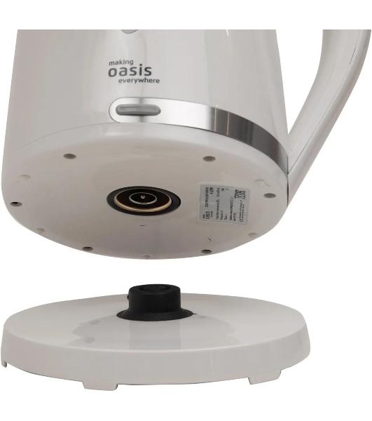 Чайник электрический Oasis K-2PW 1.7 л, 2200 Вт, белый корпус: пластик