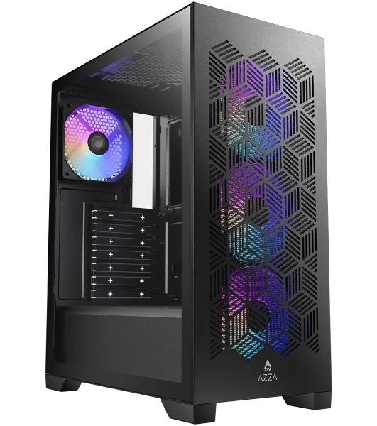 Корпус AZZA Aerohex Black, Midi-Tower, чёрный, 4 x 120 мм