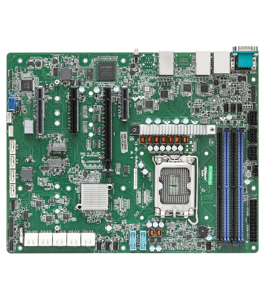 Материнская плата серверная ASRock EC266D4-4L, LGA1700, Intel C266, 4xDDR5 (ECC), 14xSATA, 2xM.2, 1xPCIe 5.0 x16, 1xPCIe 5.0 x8, 1xPCIe 4.0 x4, 1xVGA, 5x1Gb LAN (вкл. IPMI), 2xUSB-A 5Gbps, 1xCOM, ATX