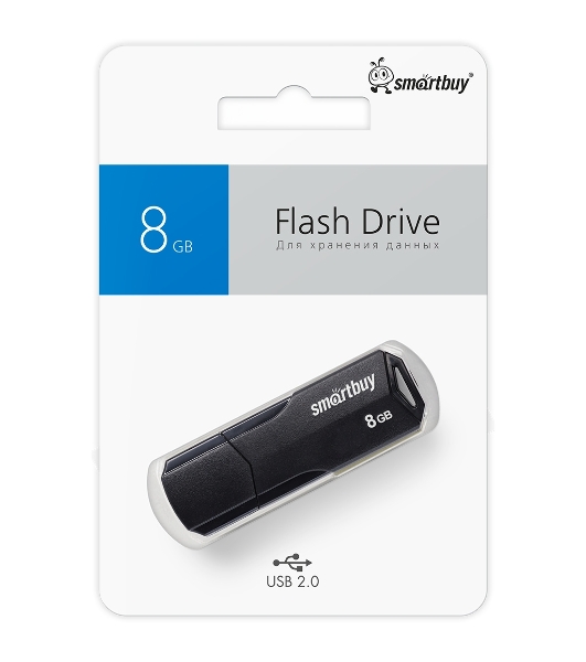 Флешка USB Smartbuy CLUE Black (SB8GbCLU-K), 8Gb, USB 2.0, R/W 20/10, черный