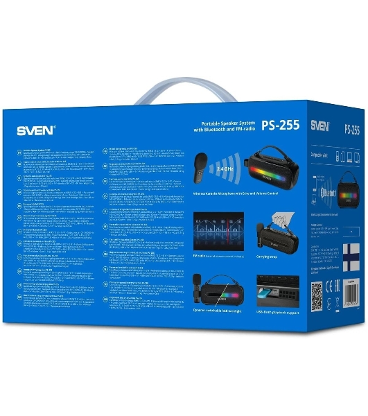 Колонка портативная SVEN PS-255 черный 12W 1.0 BT 3600mAh