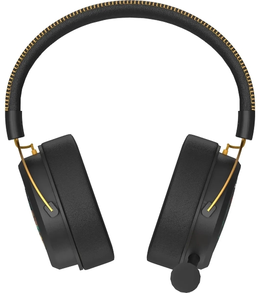 Гарнитура Bloody MR595 Renegade чёрный, беспроводная + проводная, Bluetooth/радиоканал/USB-C, до 135 ч, подсветка, съёмный микрофон