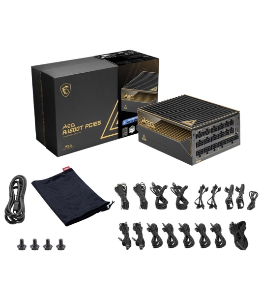 Блок питания ПК MSI MEG Ai1600T PCIE5, 1600W, 80 PLUS Titanium, полностью модульный, ATX 3.1, PCIE5.1, RTL