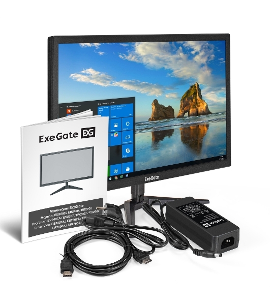 Монитор 21.5' ExeGate EB2200 TN 1920x1080, 60 Гц, 5 мс, 16:9, 200 кд/м², 1xHDMI, 1xD-Sub, черный