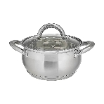 Кастрюля WEBBER BE-351/2 1,9 л, 16 см, из нержавеющей стали со стеклянной крышкой, фото 1