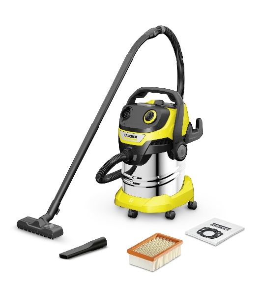Строительный пылесос Karcher WD 5 S V-25/5/22 желтый, 1100 Вт, уборка сухая/сбор воды, пылесборник мешок/контейнер, 25 л