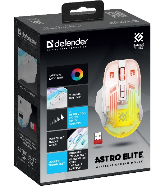 Мышь беспроводная Defender Astro Elite GM-056 белый, 3200 dpi, радиоканал, USB, кнопки - 7