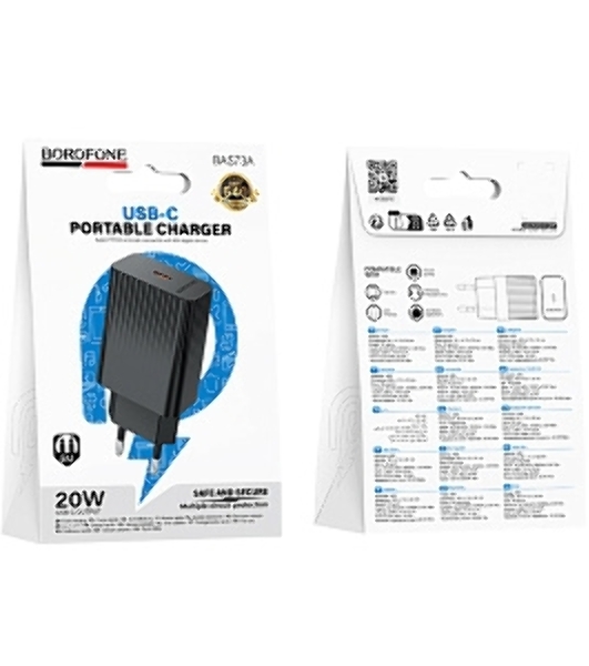 Сетевое зарядное устройство BOROFONE (6941991122699) BAS73A 1Type-C 3.0A PD20W черный