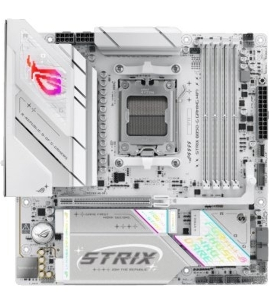 Материнская плата Asus ROG STRIX B850-G GAMING WIFI, AM5, AMD B850, 4xDDR5, 2xSATA, 4xM.2, 1xPCIe 5.0 x16, 1xHDMI, 1xDP, 1x2.5Gb LAN, Wi-Fi 7, Bluetooth 5.4, 1xUSB-C 20Gbps, 1xUSB-C 10Gbps, 2xUSB-A 10Gbps, 4xUSB-A 5Gbps, 2xUSB-A 2.0, 2x3.5 мм, 7.1, mATX
