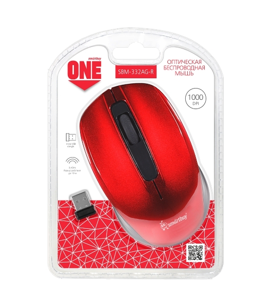 Мышь беспроводная Smartbuy ONE 332 красная (SBM-332AG-R)