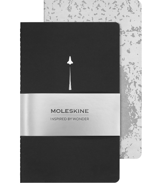 Блокнот Moleskine CAHIER NASA-INSPIRED SKCAHLP7063S2 Large 130х210 мм 120 стр. нелинованный мягкая обложка серебристый/черный Moon (2 шт)