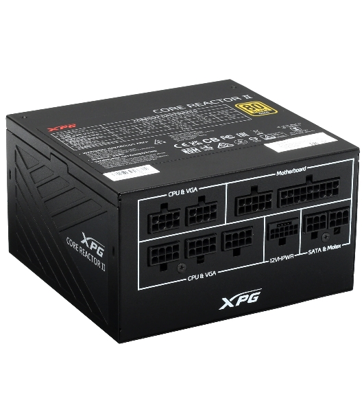 Блок питания ADATA XPG Core Reactor II COREREACTORII750GOLD RTL (COREREACTORII750G-BKCEU), 750Вт, 80 PLUS Gold, 120мм, модульный, черный