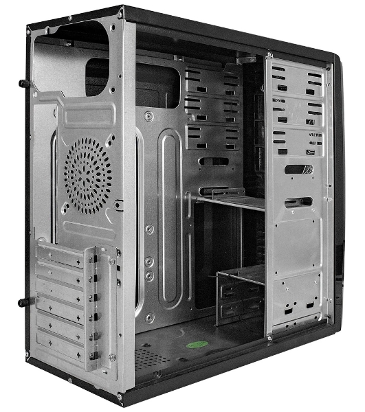 Компьютерный корпус Miditower ExeGate CP-604-UNS450 (ATX, БП UNS450 с вент. 12см, 2*USB, аудио, черный)