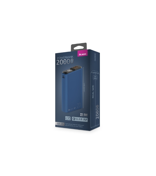 Портативный аккумулятор OLMIO QS-20, 20000mAh, 22.5W QuickCharge3.0/PowerDelivery, LCD, темно-серый