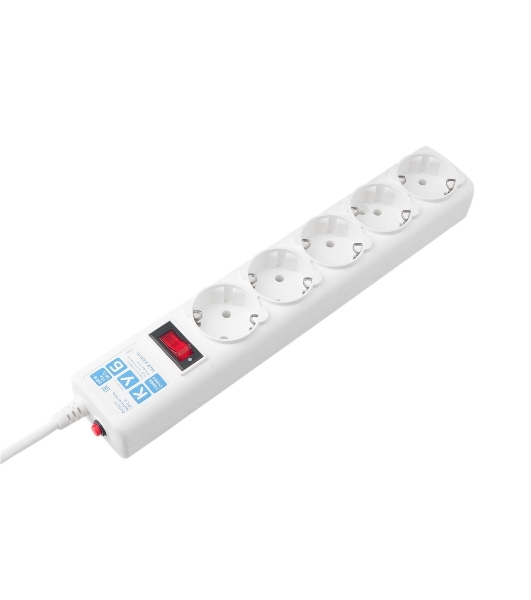Фильтр-удлинитель, PC 0,5 м 5 р, бел. 10А, SPG-B-0,5M-WHITE