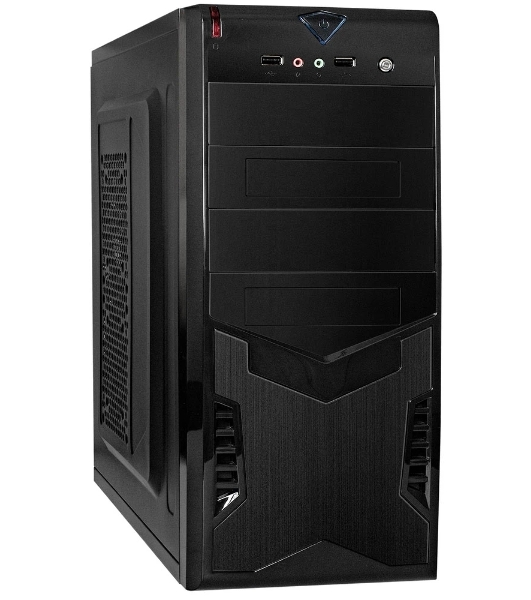 Компьютерный корпус Miditower ExeGate CP-604-UNS450 (ATX, БП UNS450 с вент. 12см, 2*USB, аудио, черный)