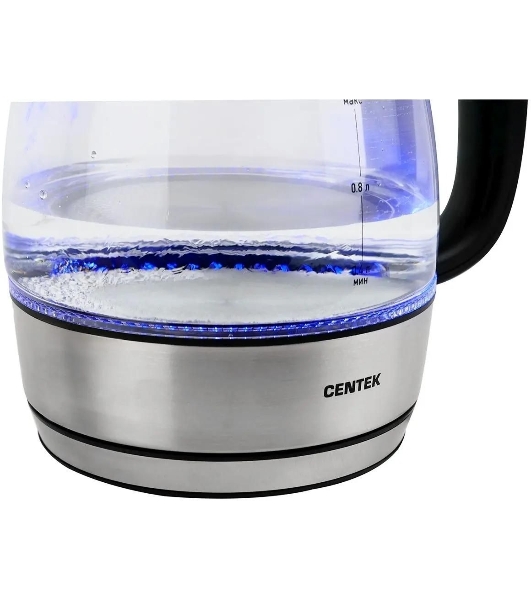 Чайник электрический Centek CT-0018, 1.2л, 1600Вт, стекло, серебристый