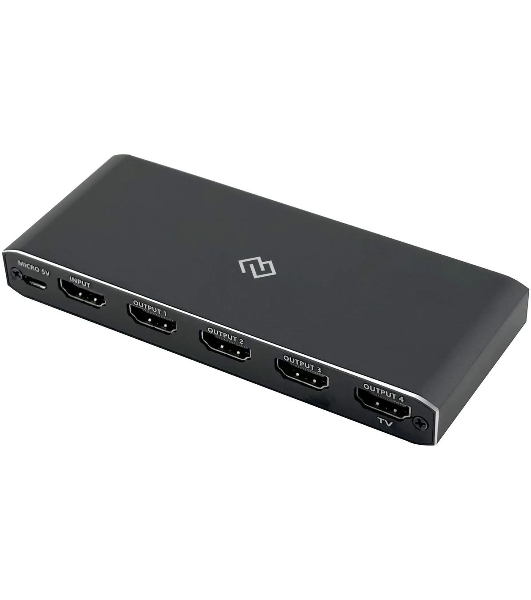 Сплиттер аудио-видео Digma DHSP-v2x4 HDMI (f)/4xHDMI (f) черный