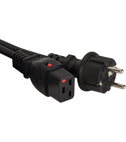 Шнур питания Lanmaster LAN-PP19L/SH-0.5-BK C19-Schuko проводник.:3x1.5мм2 0.5м 220В 16А черный