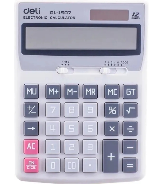 Калькулятор настольный Deli Core E1507 светло-серый 12-разр.
