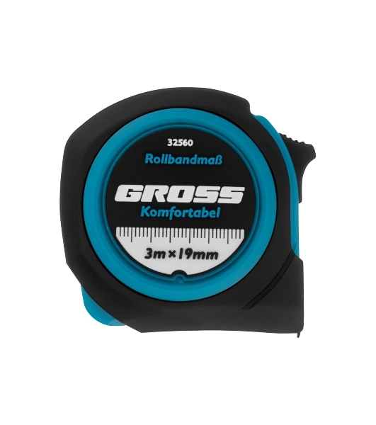 Рулетка Gross Komfortabel, 3 м х 19 мм, обрезиненный корпус