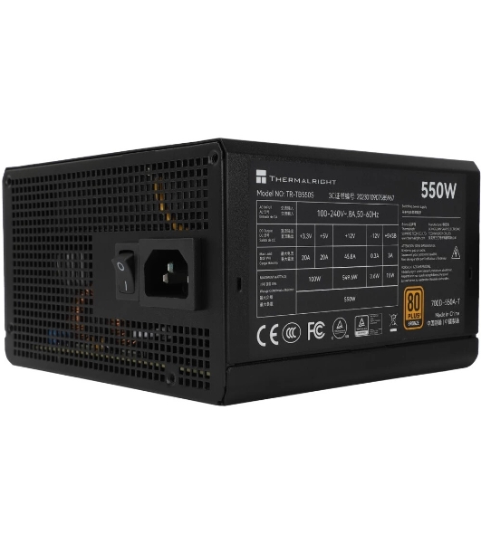 Блок питания Thermalright TR-TB550S, 550W 80+ Bronze (ATX, 3, Non-modular, 1x24(20+4)pin 550мм, 1xCPU*2 8(4+4)pin 600+150мм, 1xPCIe 8(6+2)pin 450мм, 1xSATA*3+MOLEX4pin*1 400+150+150+150мм, 1xSATA*2+MOLEX4pin*2 400+150+150+150мм, Active, 120x120мм, 150x140x86mm, APFC, )