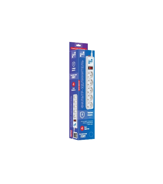 Фильтр-удлинитель, PC 0,5 м 5 р, бел. 10А, SPG-B-0,5M-WHITE