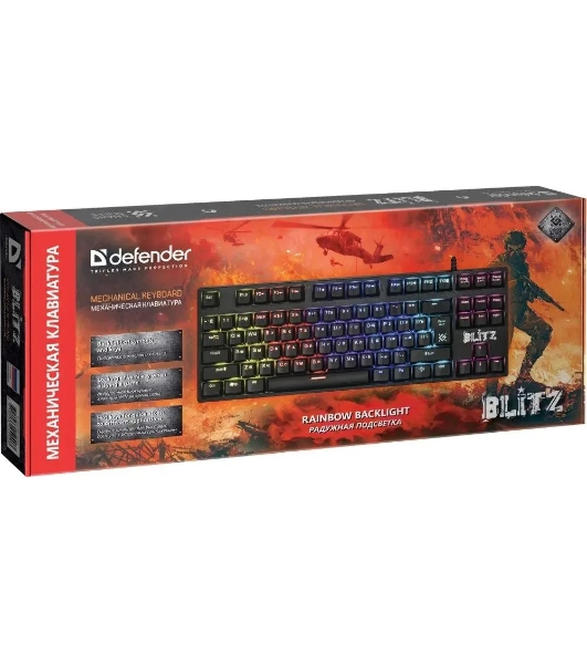 Клавиатура проводная Defender Blitz GK-240L RU, USB, черный