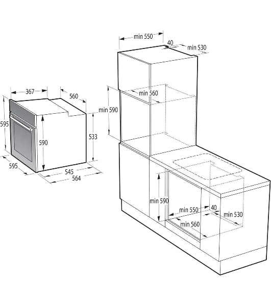 Встраиваемая электрическая духовка 60 см Gorenje BOSB6737E06X