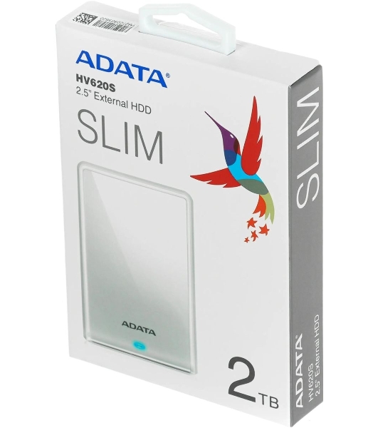 Внешний HDD 2.5' ADATA HV620S, 2TB, USB 3.2 Gen 1 Type-A, 5400 rpm, белый