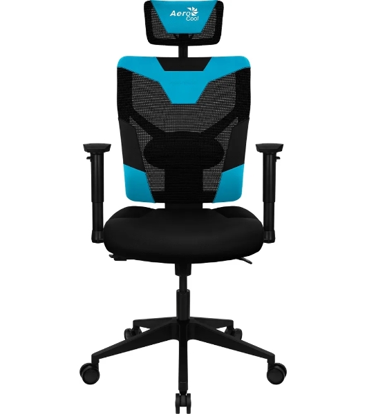 Кресло Aerocool GUARDIAN Ice Blue голубой, сетка, 150 кг, подголовник, регулируемые подлокотники, механизм качания, поясничная подушка