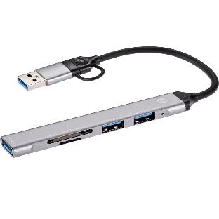 USB-концентратор VCOM DH297, USB 3.0/USB Type-C, USB/SD/TF, USB
